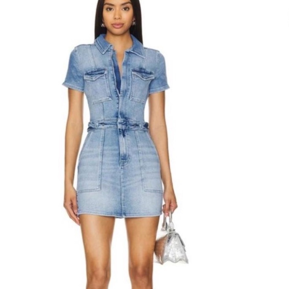 Nwt Good American Denim Fit For Success Mini Dress